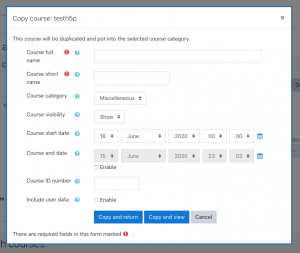 Moodle - Course duplicate configuration